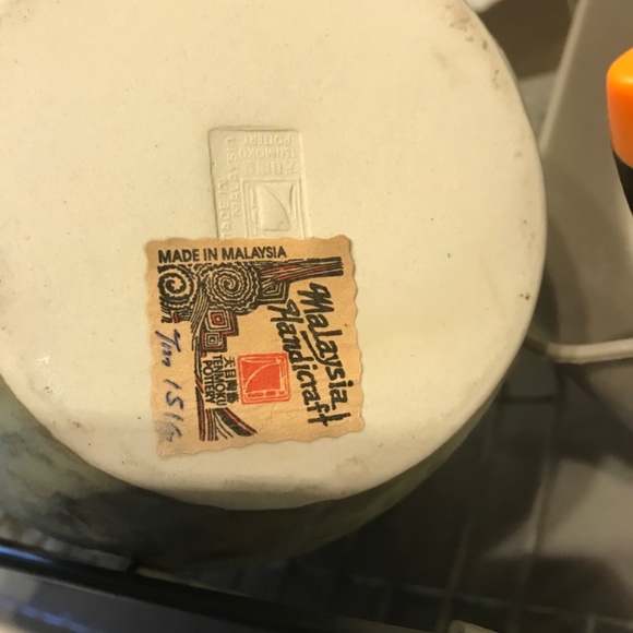 Tenmoku Malaysian pottery vase 9.5” beautiful numbered - Picture 10 of 10